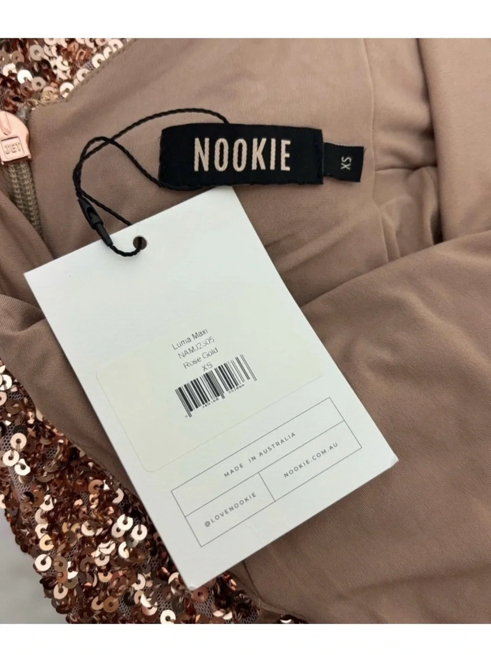 Nookie Luma Gown in Rose Gold Size XS - Picture 3 of 4